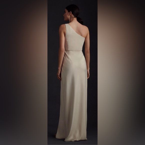 Dylan One-Shoulder Satin Side-Slit Gown - Picture 2 of 4